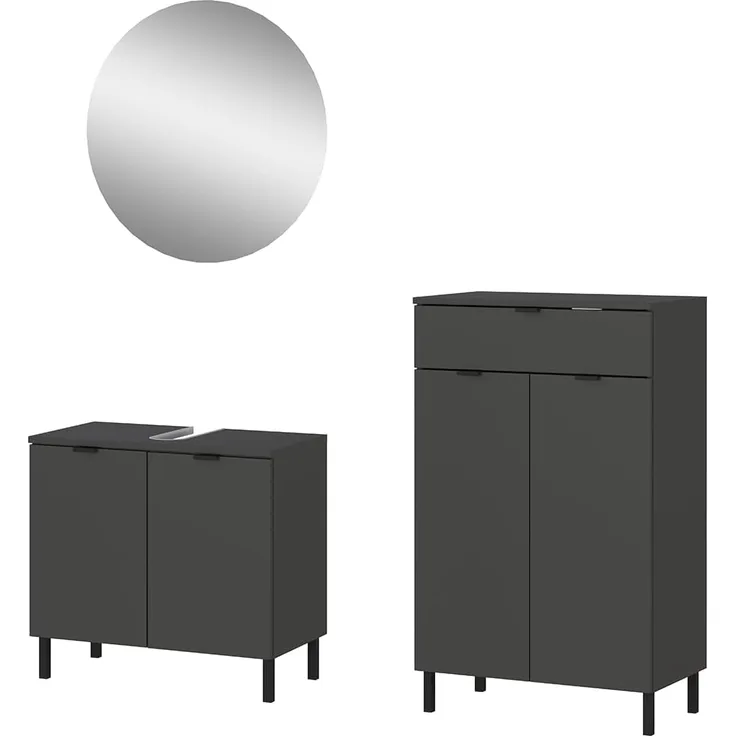 Germania 3-TLG. Bad-Set 9924-547 GW-Arcena, in Graphit, mit Metallfüßen, 135 x 200 x 34 cm (BxHxT)