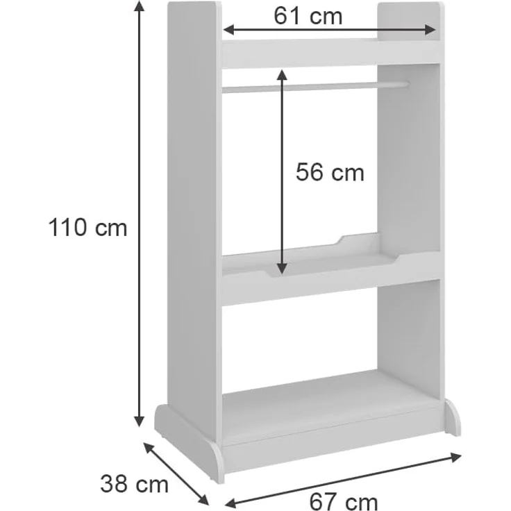 Kinderkleiderschrank Conny Weiß 67 x 110 cm mit Kleiderstange Vicco – Bild 3