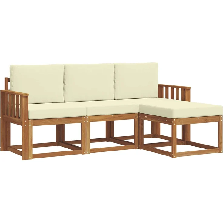 vidaXL Outdoor-Sofagarnitur mit Kissen 4 pcs Natur und Creme 3366213 – Bild 2