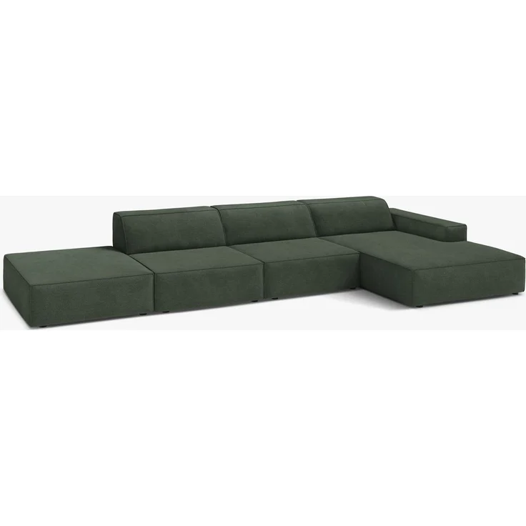 Micadoni Ecksofa Jodie 5-Sitzer Strukturierter Stoff Liberty Moosgrün Rechts – Bild 7