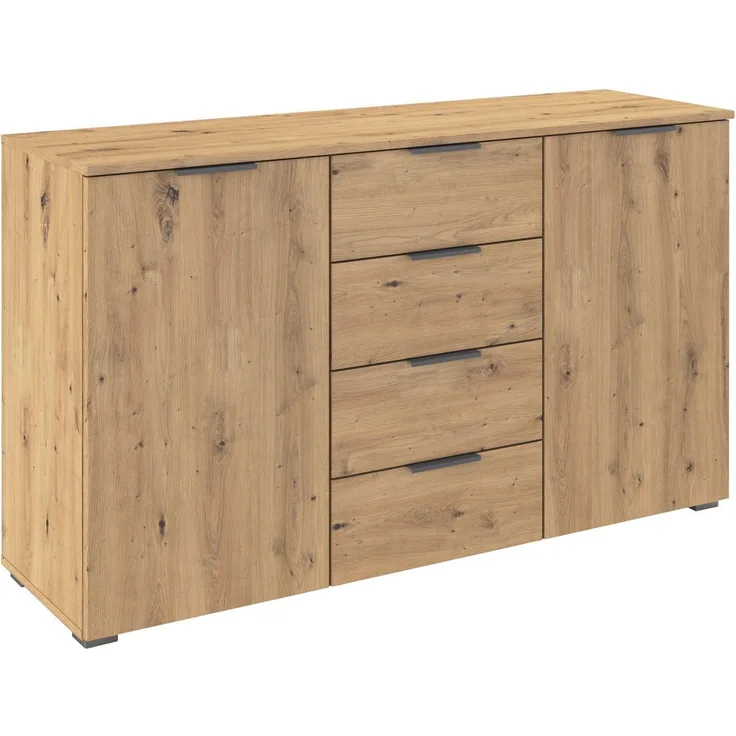 OTTO home Kombikommode Sideboard Schubladenkommode AGORDO mit Dekor- oder Hochglanzfront (in zwei Griff-Farben, Breite 120 cm), vier große Schubladen, mit insgesamt 4 Einlegeböden MADE IN GERMANY
