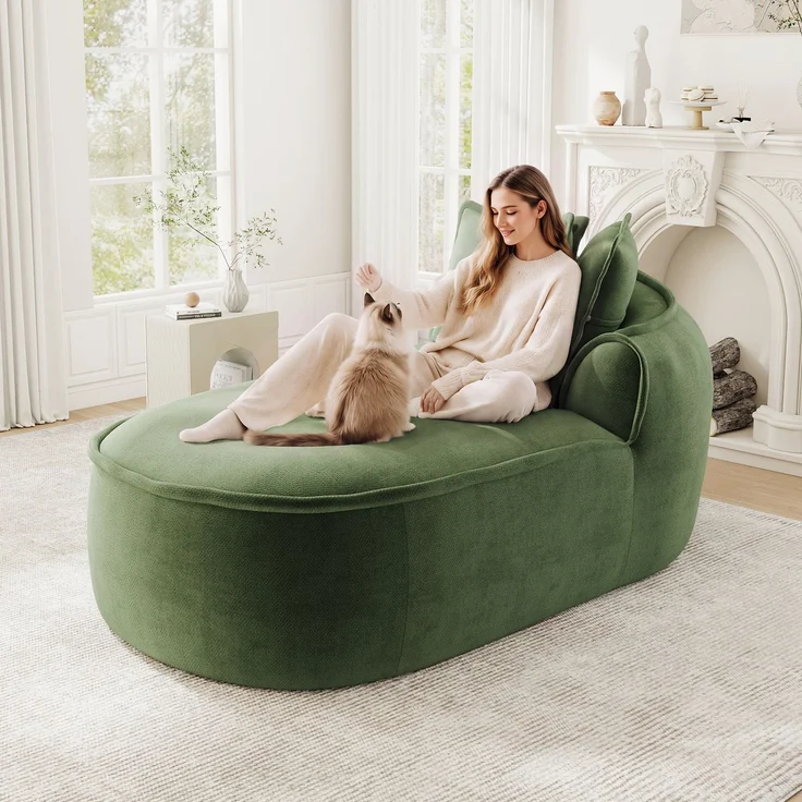 ZUBALIYA SchlafSofa mit Chenille - Bezug, mit breiten Armlehnen, mit Schaumstoffpolsterung, aus Chenille, für Wohnzimmer und Apartments – Bild 3