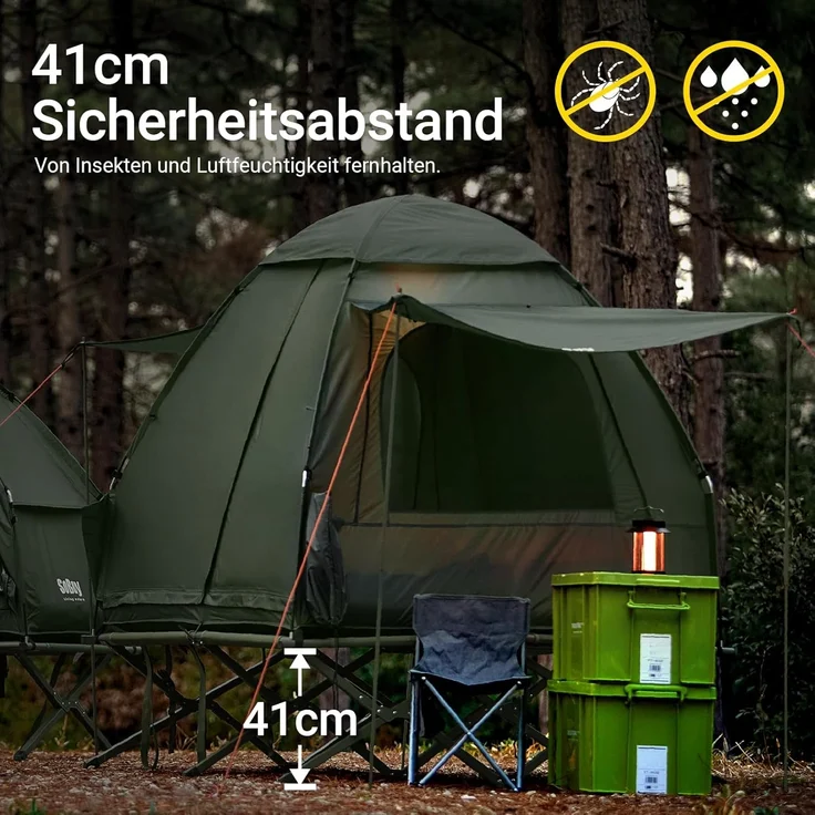 SoBuy Feldbett OGS32 Campingzelt 4in1-Zelt mit Campingliege Schlafsack Luftmatratze – Bild 2