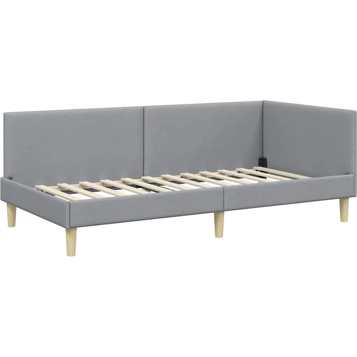 vidaXL Eckbettgestell mit Matratze 2 stk. Hellgrau 100 x 200 cm Stoff 3393749 – Bild 6