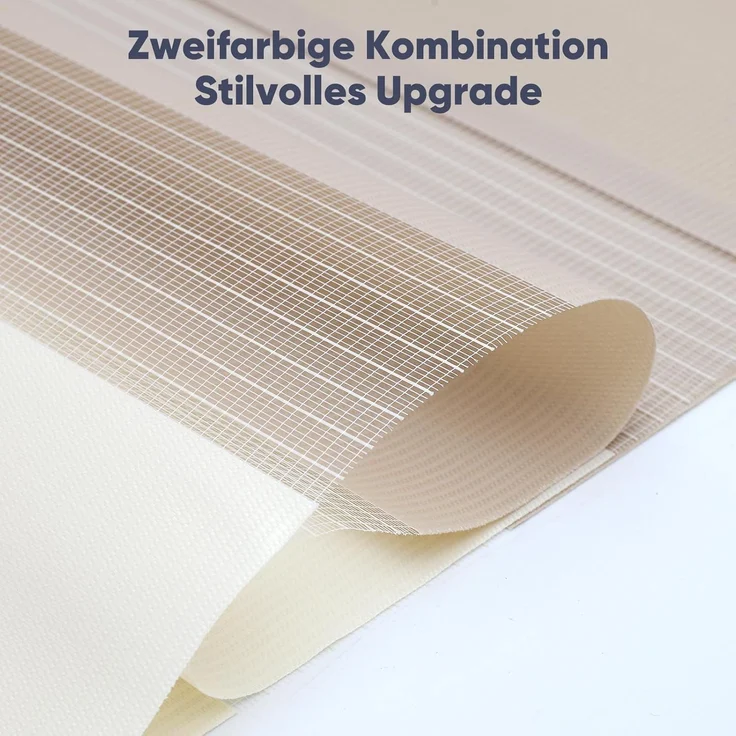 Sekey Zebra Doppelrollo Zweifarbig Klemmfix ohne Bohren Sichtschutz Beige & Braun 100x130cm – Bild 5