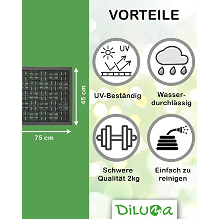 DILUMA Fußmatte Türmatte Matador 75x45 cm Robuste Outdoor Schmutzfangmatte aus Gummi, rechteckig, Wetterfest, rutschfest, pflegeleicht, strapazierfähig – Bild 4