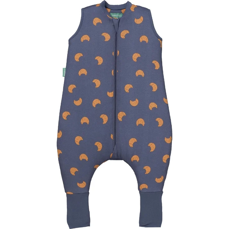 molis&co - Baby Schlafsack mit Füßen und Socke - Ideal für den Winter - Babyschlafsack mit Beinen 2,5 tog - 100% Baumwolle (Oeko-TEX 100), Premium Qualität - Croissants (70 cm)