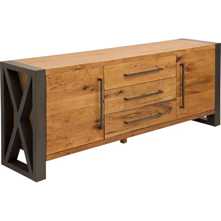riess-ambiente Sideboard THOR 200cm natur, Massivholz · Anrichte · Wildeiche · Kommode · Industrial · Wohnzimmer
