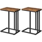 HOOBRO Beistelltische, 2er-Set,Sofa-Beistelltische, C-förmige Couchtische, platzsparend, Industrie-Stil, stabiles Metallgestell, für Wohnzimmer, Schlafzimmer, Vintagebraun und Schwarz EBF02SFP201G1