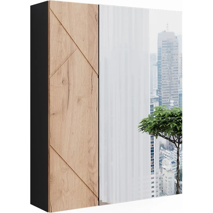 Badspiegelschrank Irma Anthrazit/Goldkraft Eiche 60 x 75 cm Vicco