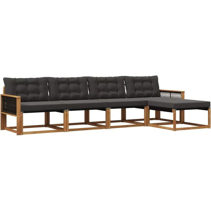 vidaXL Outdoor-Sofagarnitur 5 stk. 5-Sitzer Natur und Schwarz 3381360 – Bild 2