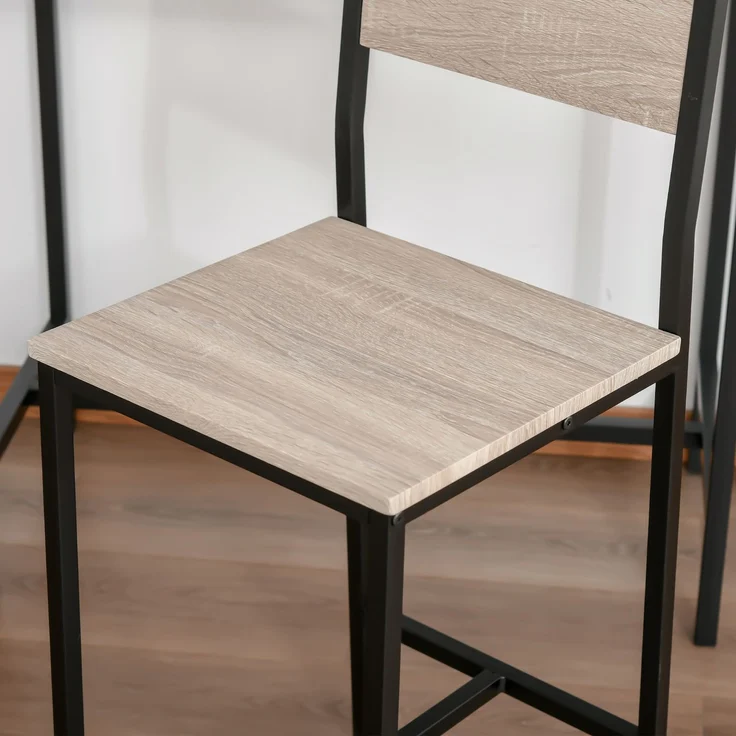Bartisch mit 2 Stühlen 3-teiliges Tischset Barstuhl MDF in Natur und Schwarz 89x45x87cm für Küche und Essbereich--Natürlich--89x45x87cm--YOUDENOVA – Bild 8