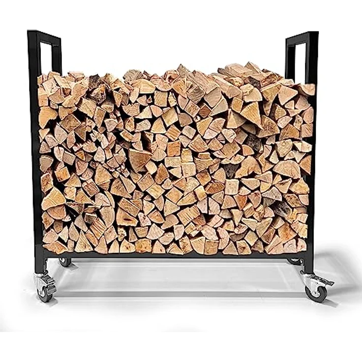 Quick Star Kaminholzregal Kaminholzregal 65x25x65cm cm mit Rollen, BxTxH:65x25x65 cm, Mit Laufrollen und Feststellbremse – Bild 2