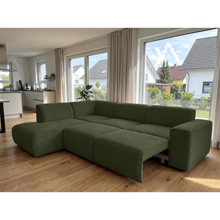 AX LIVING Wohnlandschaft mit Schlaffunktion Ruyam Eckcouch Grün L – Bild 2
