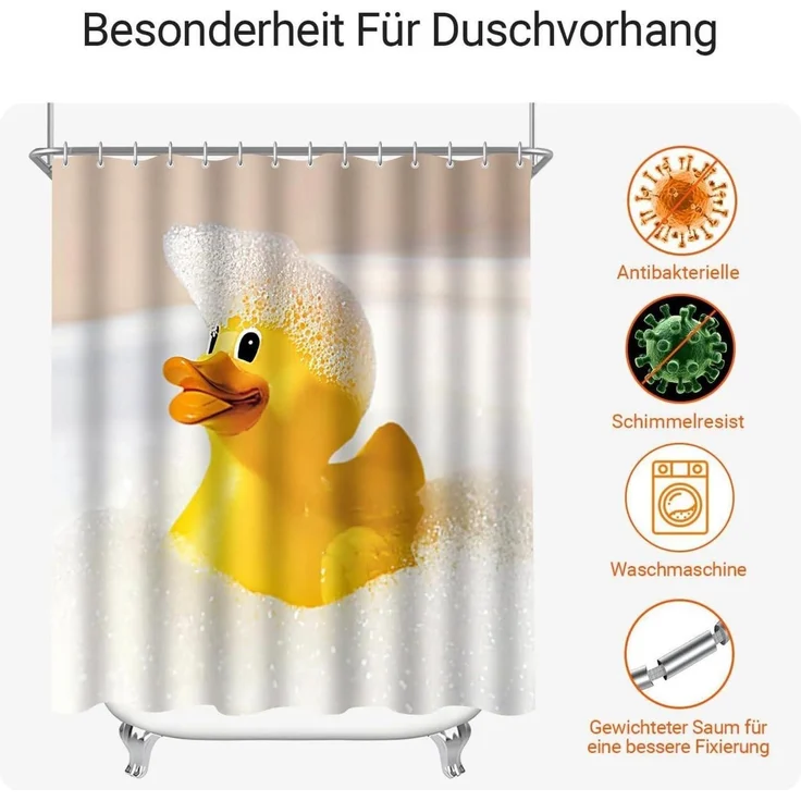 Duschvorhang Gelbe Ente Duschvorhang 240x200cm, Wasserabweisend, Antischimmel – Bild 7