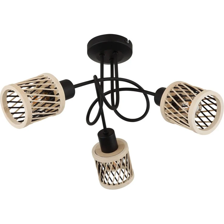 NOWA LED Deckenleuchte MALI, ohne Leuchtmittel, Deckenlampe schwarz Bambus naturfarben Wohnzimmer Flur – Bild 2