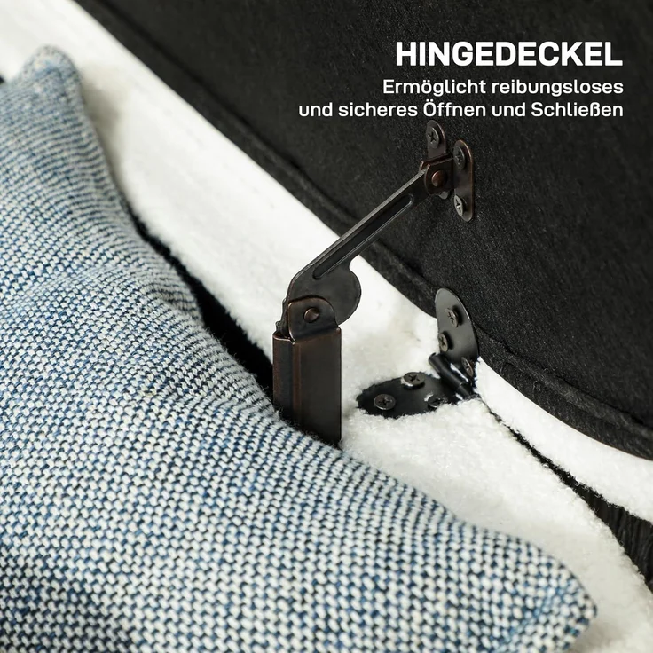 HOMCOM Sitzbank mit Stauraum Polsterbank mit Teddysamtoptik, Sitztruhe mit Metallbeine, Truhenbank für Wohnzimmer Schlafzimmer Flur 114 x 47 x 46,5 cm, Weiß – Bild 5