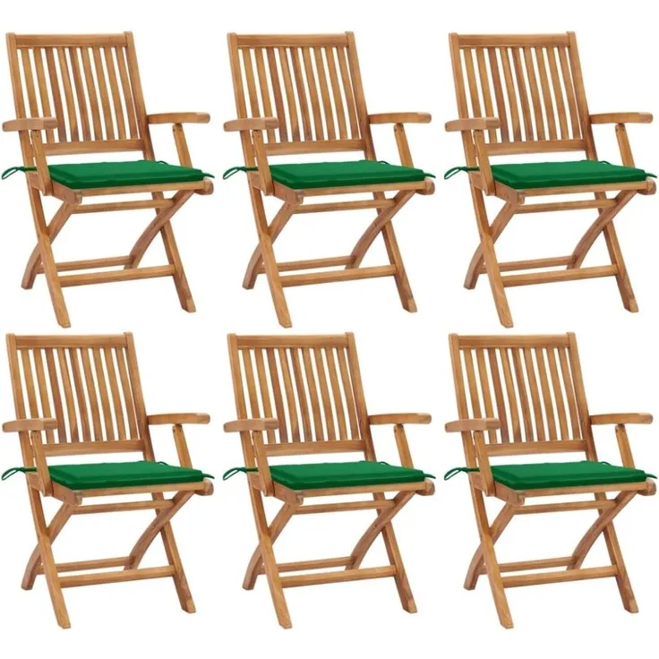 Klappbare Gartenstühle mit Kissen 6 Stk. Massivholz Teak