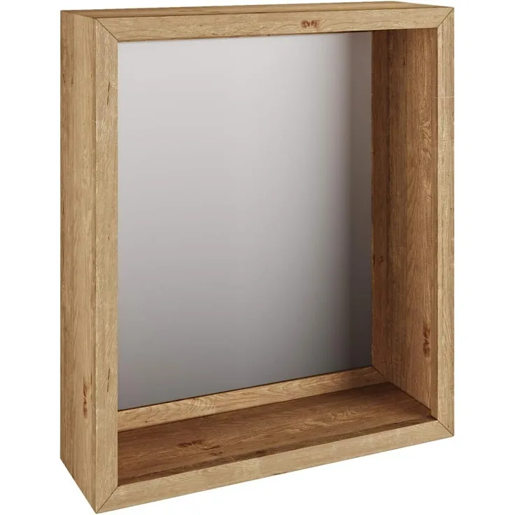 Spiegel 56x65 cm Wildeiche massivum Sydney Wandspiegel Badspiegel mit Ablage rechteckig Holzrahmen braun Gäste-WC Garderobenspiegel