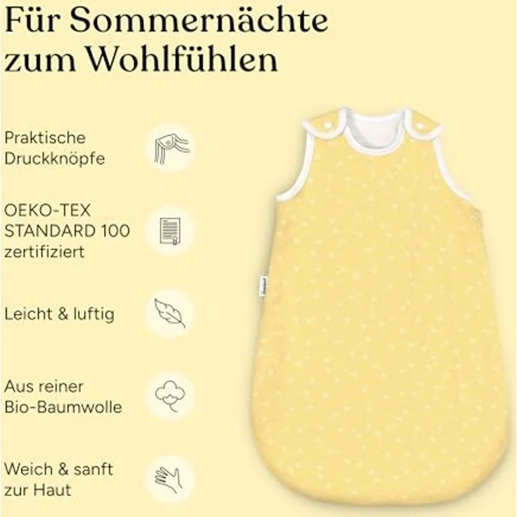 Ehrenkind® Baby Sommerschlafsack Rund | Bio-Baumwolle | Sommer Schlafsack Gr. 86/92 Flieder | Schlafsack Baby Schlafsack Kinder – Bild 3