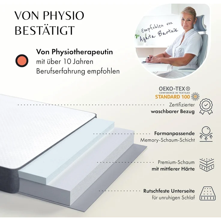 Premium Gästematratze - Moderne Gäste Klappmatratze inkl. Tragetasche mit Memory Schaumstoff, weichem OEKO-TEX Bezug - Perfekt als Bequeme Faltmatratze, Reisematratze - Gästebett klappbar by DYNMC YOU – Bild 4