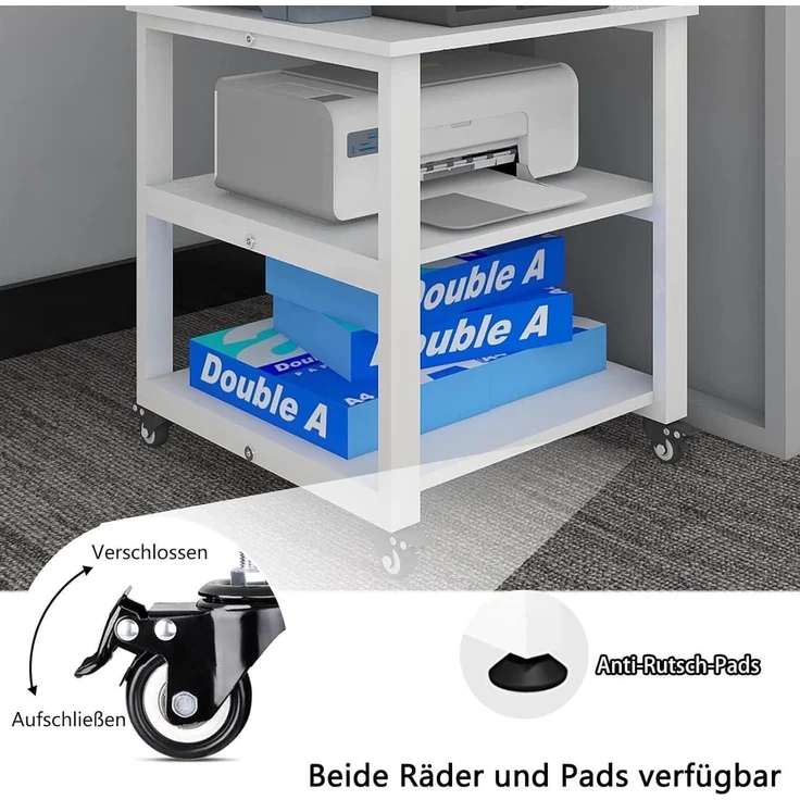 Druckertisch Universalrollen 3-Ebenen Holz Metall 70kg belastbar – Bild 4