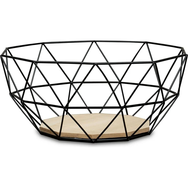 Levandeo® Dekoschale, Korb Metall Schwarz 26x12cm Modern Holz MDF Braun Schüssel Schale – Bild 5