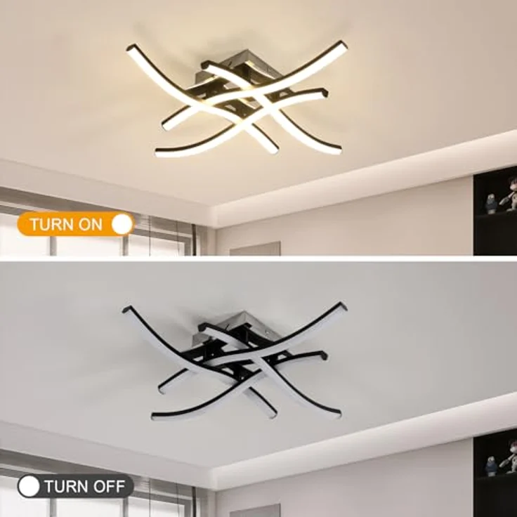Goeco LED Deckenlampe Schwarze, Modern Deckenleuchte Dimmbar mit Fernbedienung 3000K-6500K, Memory Funktion, LED Lampen Deckenbeleuchtung für Schlafzimmer Wohnzimmer küche – Bild 6