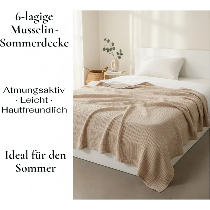 Wohndecke Musselin Decke, JASLIFE, Sommerdecke,100% Baumwolle – Bild 4