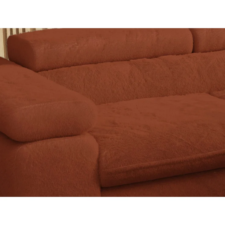 Ecksofa mit Bettfunktion, Modern Sofa, L-form, Einstellbare Kopfstützen, Bettkasten - PETER - Orange Plüsch - rechts – Bild 6
