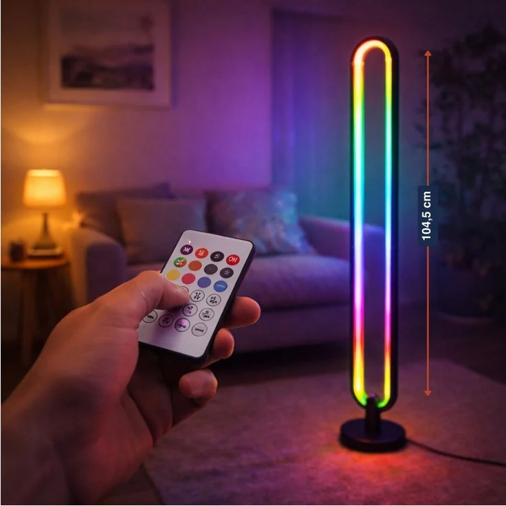 Grundig RGB Stehlampe 104,5 cm - LED Lampe mit Fernbedienung und Musikmodus - Standleuchte mit Timer bis zu 4 Stunden - Gaming Zubehör mit RGB und Weißlicht – Bild 3