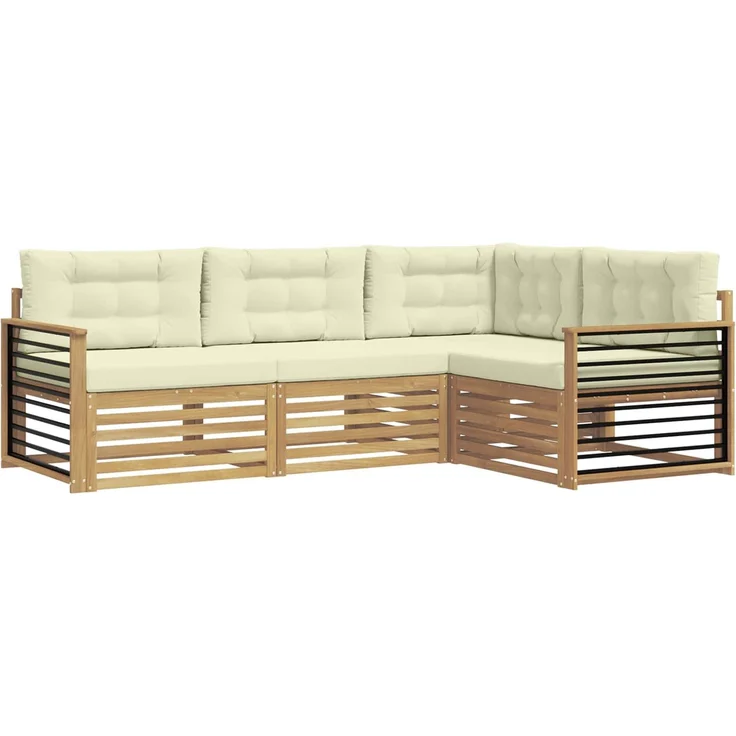 vidaXL Outdoor-Sofagarnitur 4 stk. 4-Sitzer Weiß und Creme Polyester 3390415 – Bild 2