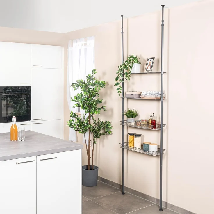 bremermann Teleskopregal 2 Körbe, 2 Ablagen, Waschmaschinenregal bis max. ca. 290 cm – Bild 2