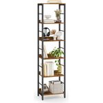 VASAGLE Bücherregal 6 Ebenen, Regal, Aufbewahrungsregal, 30 x 40 x 178 cm, mit Rückplatten, für Wohnzimmer, Arbeitszimmer, Homeoffice, Industrie-Design, vintagebraun-tintenschwarz LLS168KD01