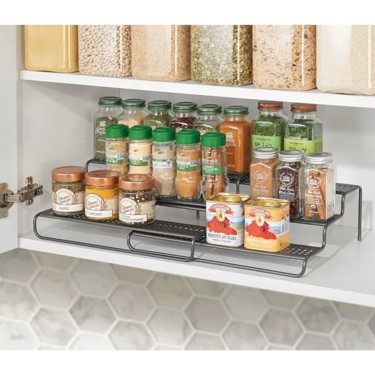 mDesign Gewürzregal Gewürzständer Regal Organizer ausziehbar Metall Graphit – Bild 3