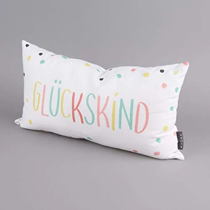 Dekokissen Sofakissen Wendekissen weiß Glückskind Punkte Tupfen 30x50 cm – Bild 3