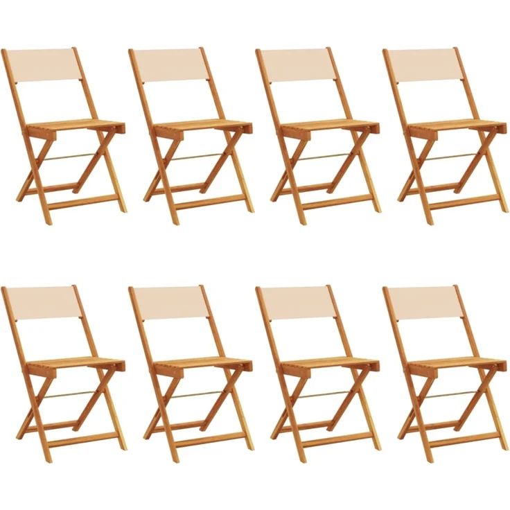 vidaXL Gartenstühle 8 Stk. Klappbar Beige Stoff und Massivholz 3214621 – Bild 1
