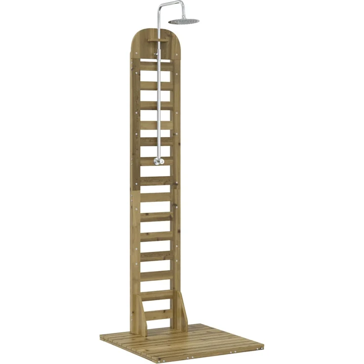 vidaXL Gartendusche 223 cm Imprägniertes Kiefernholz und Edelstahl 886331 – Bild 2