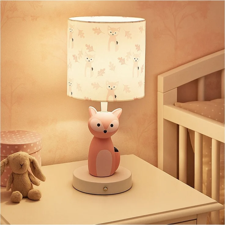 GLOBO LIGHTING LED Tischleuchte, LED-Leuchtmittel fest verbaut, Kaltweiß, Warmweiß, Neutralweiß, Tageslichtweiß, Farbwechsel, Tischleuchte Kinderlampe Tierlampe Fuchs LED Touchdimmer Akku CCT rosa – Bild 2
