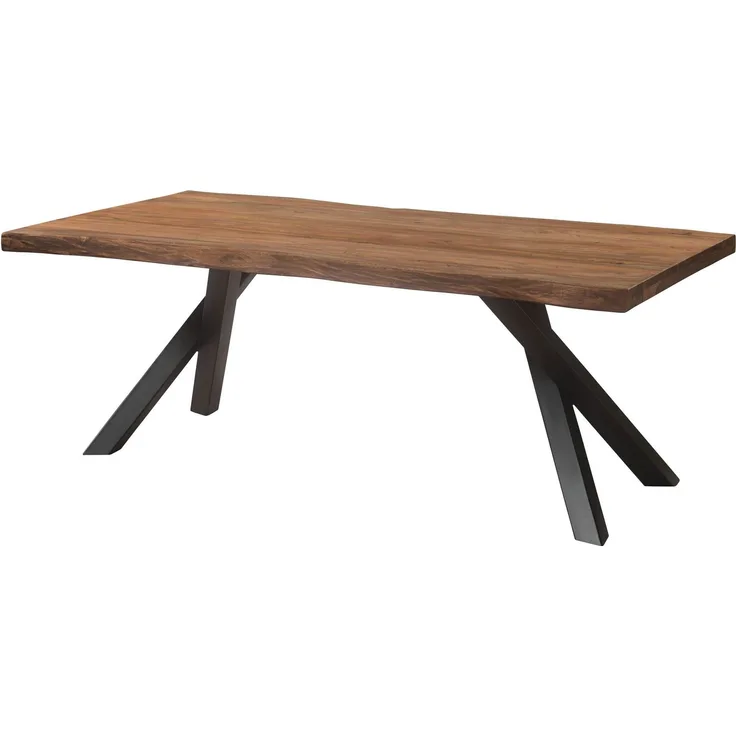 Baumtisch Sheesham 180x90x76 grau gebeizt / A-Gestell anthrazit matt FREEFORM 5