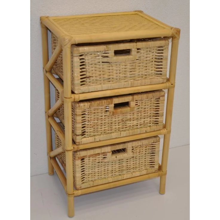 Rattani Regal Rattanregal mit 3 Schüben, Korbregal mit Schub Fb. honig – Bild 2