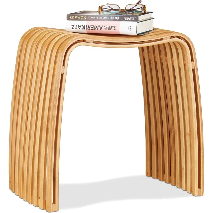 Relaxdays Garderoben Hocker im Bambus Design