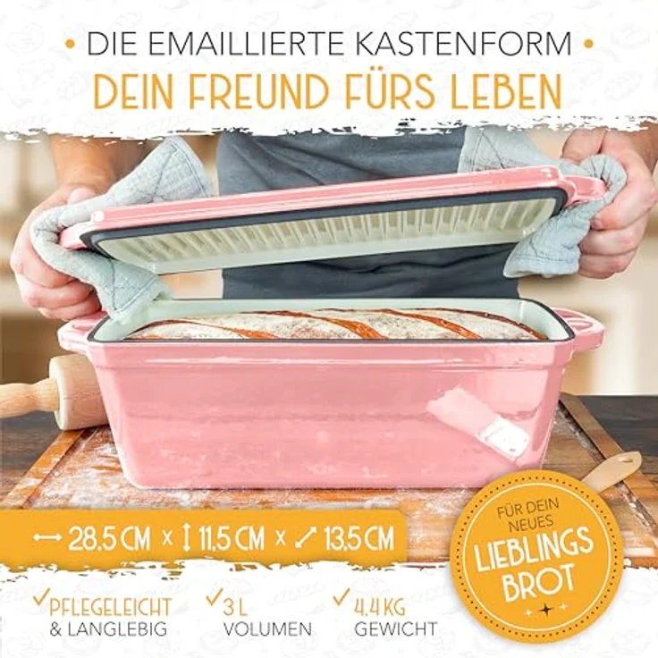 Krustenzauber Brotbackform Brotbackform Gusseisen Topf Brot Backen [inkl. Gärkorb] – Bild 6