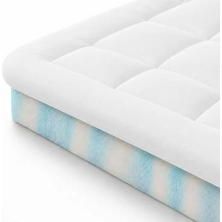 Zinus Mattress Topper, Polyester, Weiß, 190 x 135 cm | Zweilagig, weich, gepolstert und atmungsaktiv mit 4 elastischen Bändern – Bild 1