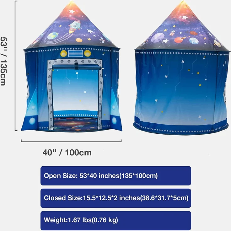 Raketenschiff Spielzelt für Kinder, Astronauten Raumschiff Kinderzelt Spielhaus Kinder Tipi, Indoor Outdoor Spiele Kinderspielzelt, Kinder, Pop-Up, Faltbares Zelt, für Jungen, Mädchen, Kleinkinder – Bild 3