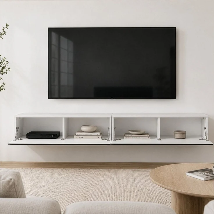 InnoFurn TV-Board Vela hängender Lowboard (2x hängender Fernsehschrank), Sanftes Öffnen, Made in Germany, Modernes Design – Bild 3
