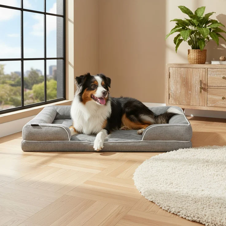 belviona Memoryfoam Hundebett orthopädisch, gelenkschonend & wasserabweisend mit abnehmbaren Bezug, 122x89x20 cm – Bild 1