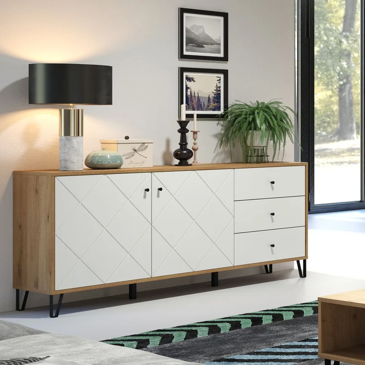 Trendteam 'Touch' Sideboard mit Soft-Close, Eiche Artisan weiß matt, 183 x 76 x 40 cm – Bild 7