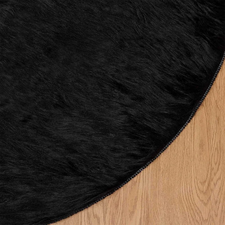 vidaXL Kunstschaffell Teppich Tafalla Schwarz Ø 160 cm Polyester 42021582 – Bild 7