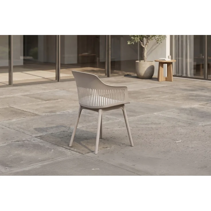 KAWOLA Gartenstuhl ALTEA Outdoor Kunststoff beige mit Kissen 84 x 54 x 59 cm – Bild 4